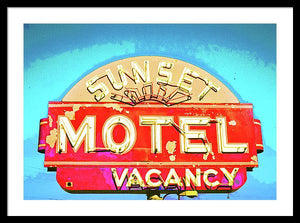 Vintage Motel Sign - Framed Print