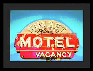 Vintage Motel Sign - Framed Print