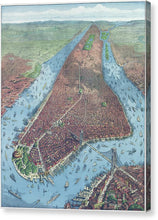 Load image into Gallery viewer, Old Map Aerial View Of New York City 1879 - Canvas Print