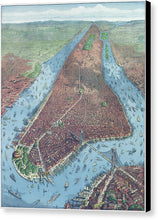 Load image into Gallery viewer, Old Map Aerial View Of New York City 1879 - Canvas Print