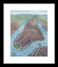 Load image into Gallery viewer, Old Map Aerial View Of New York City 1879 - Framed Print