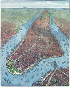 Aerial View Of New York City 1879 - Art Print