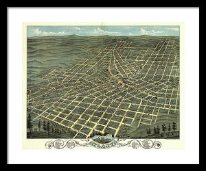 Old Map Of Atlanta 1871 - Framed Print