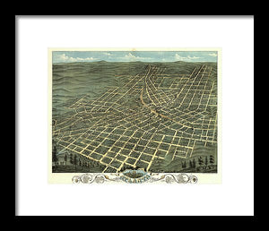 Old Map Of Atlanta 1871 - Framed Print