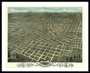 Old Map Of Atlanta 1871 - Framed Print