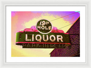 Bar Sign - 19th Hole Liquors - Framed Print