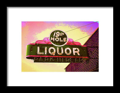 Bar Sign - 19th Hole Liquors - Framed Print