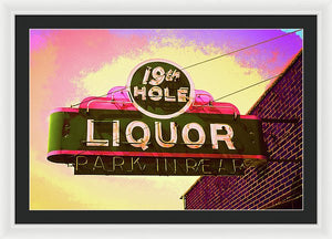 Bar Sign - 19th Hole Liquors - Framed Print