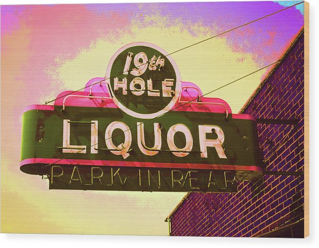 Bar Sign - 19th Hole Liquors - Wood Print