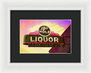 Bar Sign - 19th Hole Liquors - Framed Print