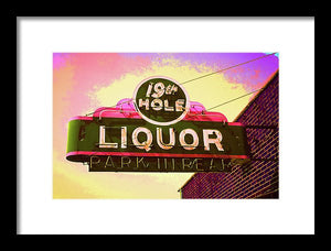 Bar Sign - 19th Hole Liquors - Framed Print