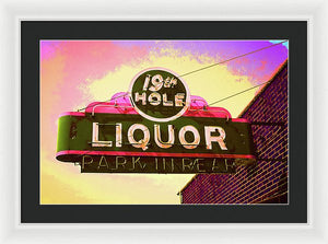 Bar Sign - 19th Hole Liquors - Framed Print