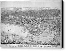 Load image into Gallery viewer, Old Birds Eye View Map Of Chicago 1879 - Canvas Print