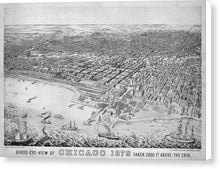 Load image into Gallery viewer, Old Birds Eye View Map Of Chicago 1879 - Canvas Print