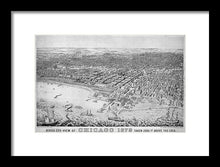 Load image into Gallery viewer, Old Birds Eye View Map Of Chicago 1879 - Framed Print