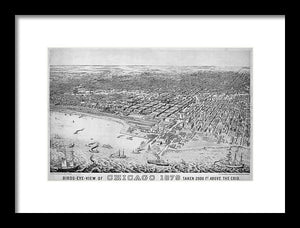 Old Birds Eye View Map Of Chicago 1879 - Framed Print