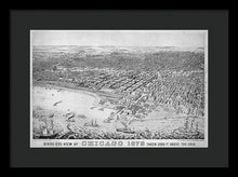 Load image into Gallery viewer, Old Birds Eye View Map Of Chicago 1879 - Framed Print