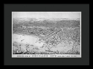 Old Birds Eye View Map Of Chicago 1879 - Framed Print