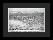 Load image into Gallery viewer, Old Birds Eye View Map Of Chicago 1879 - Framed Print