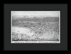 Old Birds Eye View Map Of Chicago 1879 - Framed Print