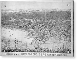 Old Birds Eye View Map Of Chicago 1879 - Acrylic Print