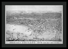 Load image into Gallery viewer, Old Birds Eye View Map Of Chicago 1879 - Framed Print