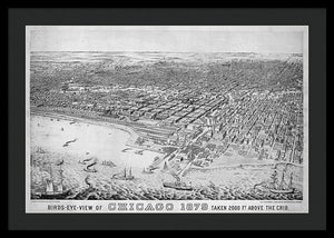 Old Birds Eye View Map Of Chicago 1879 - Framed Print