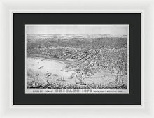 Load image into Gallery viewer, Old Birds Eye View Map Of Chicago 1879 - Framed Print