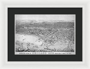 Old Birds Eye View Map Of Chicago 1879 - Framed Print