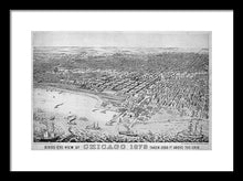 Load image into Gallery viewer, Old Birds Eye View Map Of Chicago 1879 - Framed Print