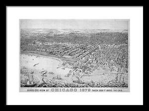 Old Birds Eye View Map Of Chicago 1879 - Framed Print