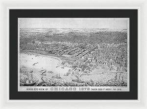 Old Birds Eye View Map Of Chicago 1879 - Framed Print