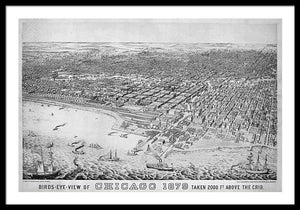 Old Birds Eye View Map Of Chicago 1879 - Framed Print