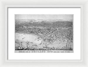 Old Birds Eye View Map Of Chicago 1879 - Framed Print