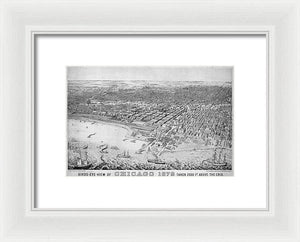 Old Birds Eye View Map Of Chicago 1879 - Framed Print