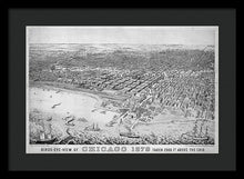 Load image into Gallery viewer, Old Birds Eye View Map Of Chicago 1879 - Framed Print