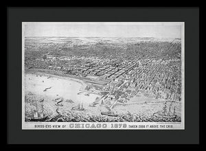 Old Birds Eye View Map Of Chicago 1879 - Framed Print