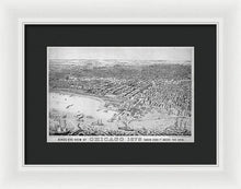 Load image into Gallery viewer, Old Birds Eye View Map Of Chicago 1879 - Framed Print