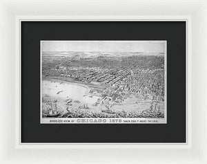 Old Birds Eye View Map Of Chicago 1879 - Framed Print