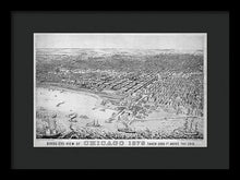 Load image into Gallery viewer, Old Birds Eye View Map Of Chicago 1879 - Framed Print