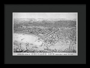 Old Birds Eye View Map Of Chicago 1879 - Framed Print