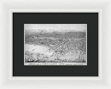 Load image into Gallery viewer, Old Birds Eye View Map Of Chicago 1879 - Framed Print