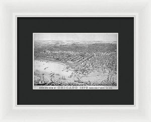 Old Birds Eye View Map Of Chicago 1879 - Framed Print