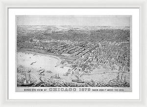 Old Birds Eye View Map Of Chicago 1879 - Framed Print