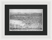 Load image into Gallery viewer, Old Birds Eye View Map Of Chicago 1879 - Framed Print