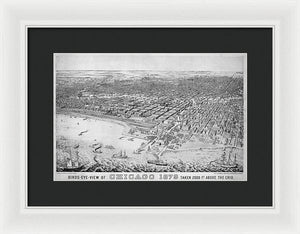 Old Birds Eye View Map Of Chicago 1879 - Framed Print