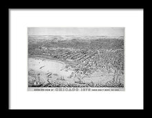 Load image into Gallery viewer, Old Birds Eye View Map Of Chicago 1879 - Framed Print