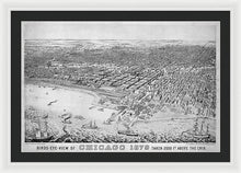 Load image into Gallery viewer, Old Birds Eye View Map Of Chicago 1879 - Framed Print