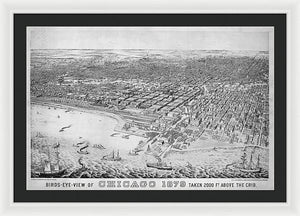 Old Birds Eye View Map Of Chicago 1879 - Framed Print