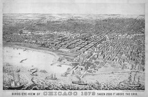 Old Birds Eye View Map Of Chicago 1879 - Art Print